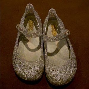 Mini Melissa + Campana Silver toddler shoes